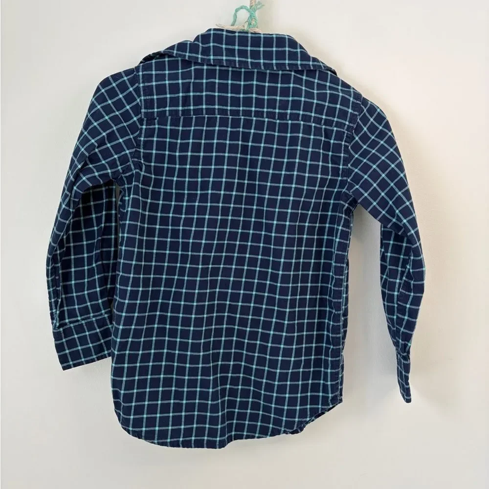 Gap Kids Blue Plaid Button Down Shirt S | Boys Flannel Style Long Sleeve